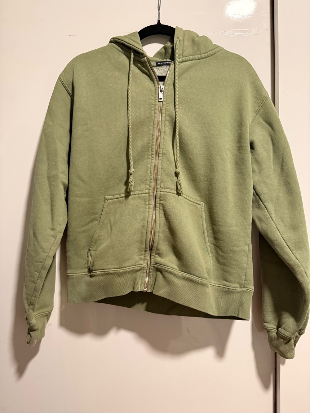 Brandy Melville Olive Green Zip Hoodie